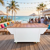 Comptoir de bar à cocktails autoportant en bois, présentoir moderne pour boissons, marron/noir/blanc CN/GUA, pour événements extérieurs