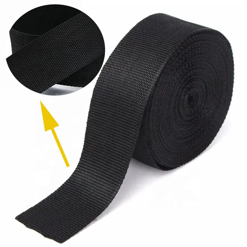 Free Sample Recycled PP Polypropylene Webbing PP Tape Roll for Bag Packing and Safety Belt Black Color