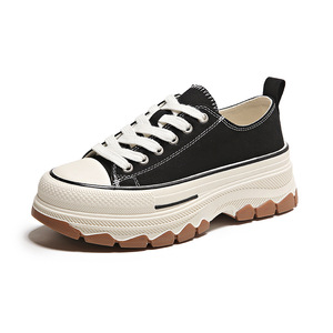 Zapatillas Blancas de Lona Transpirables con Suela Gruesa Estilo Coreano para <span class=keywords><strong>Mujer</strong></span>, Novedad de Verano 2026, con Cordones, Casuales para Estudiantes - Product Image 3