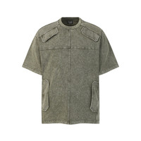 T-shirts pour hommes en gros, de haute qualité, délavés et vieillis, coupe ample, unis, avec rivets, patchwork brut et irrégulier, pur
