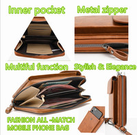Sac à Téléphone Portable en Cuir PU avec Fermeture Éclair et Bouton, Couleur Unie, Pochette Bandoulière Multifonctionnelle pour Femme, Grande Capacité