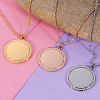 Pendentif rond en acier inoxydable poli de 25 mm, logo personnalisé gravé, cadeau, souvenir, gravure vierge, nom, collier sans ternissement