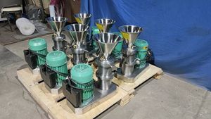 Petit <span class=keywords><strong>moulin</strong></span> colloïdal automatique en acier inoxydable pour fèves de cacao Broyeur à plume de cacao Fraiseuse à fèves de cacao - Product Image 2