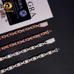 Drop Shipping 8mm popolare stile Hip Hop gioielli ghiacciati fuori 925 <span class=keywords><strong>argento</strong></span> massiccio uomo VVS1 Moissanite diamante Infinity Bead catena sfera - Product Image 5
