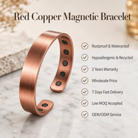 Cincin Magnetik Tembaga Merah Murni Perhiasan Terapi Bio-Magnet Untuk Meredakan Nyeri Arthritis Gelang Dapat Disesuaikan Unisex