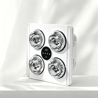Lámpara de Techo con Calefactor Integrado, Perfil Delgado, 4 Bombillas LED de Calor Radiante Instantáneo, Ventilador Integrado