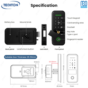 Tediton Automatic Security <strong>Gate</strong> Smart Biometric Fingerprint Electronic Tuya TTlock Smart Door Lock Outdoor Waterproof - Product Image 6