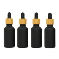 330Pcs Botol Minyak Esensial Kosmetik Premium Matte Hitam 15ml-100ml dengan Tutup Bambu dan Pipet Kaca, Dapat Disesuaikan, Cetak Sablon