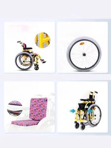 Kursi roda Manual logam campuran aluminium ringan, dapat diatur untuk anak-anak dengan peralatan rehabilitasi anak-anak - Product Image 3