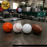Ensemble de 4 mini-ballons de sport : basketball, baseball, golf, football – Jouet de bureau, objet de collection, impression détaillée, moulage par injection, usine OEM