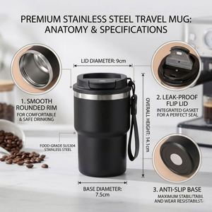 Custom Logo 14Oz Double Wall Promotional Gift Stainless Steel Cup Vacuum <b>Insulated</b> Travel Coffee <b>Mug</b> With Rope Handle - Product Image 4
