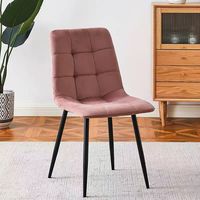 Chaise de salle à manger rembourrée en velours, chaise d'appoint capitonnée avec pieds en métal pour cuisine, salle à manger, salon