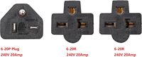 NEMA 6-20P à 2 sorties 6-20R Y Splitter STW 3 Ft 240V 20 Amp 3 Prong Male Plug Female Welding Dryer Power Cord Adapter