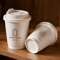Gobelets à café en papier biodégradables à double paroi de 12 oz avec logo personnalisé, couvercles et design en relief pour boissons chaudes, café, restaurant, vente en gros