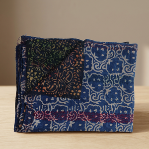 New <b>Blue</b> Indigo Print Handmade Kantha Reversible Cotton Sari Gudri - Product Image 2