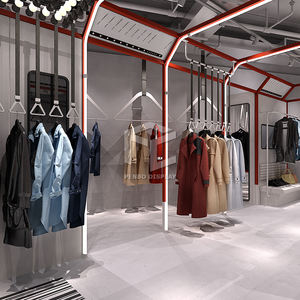 Estante de exhibición de ropa de boutique de nuevo diseño para tienda minorista Soporte de exhibición de ropa de luz LED Muebles de tienda - Product Image 5