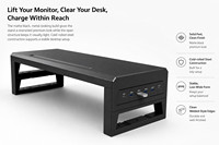 Premium Version 3.0 White Metal Monitor Support with 6 High-Speed Tech Ports and Integrated Stand