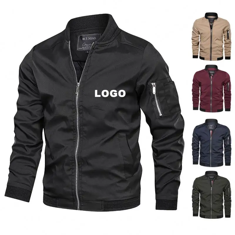 Custom logo bomber jacket men oem streetwear zip up jackets baseball varsity fashion coats plus size men's jackets for men 2021