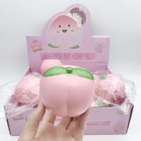 Jouet Squishy en forme de pêche rose, le plus vendu en gros, pour enfants, en PU, anti-stress, sensoriel, jouet à presser doux
