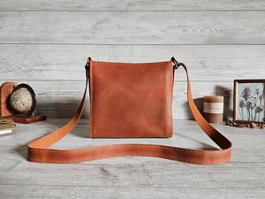 Personalized <b>Leather</b> Crossbody <b>Bag</b> for Women <b>Small</b> Handmade Purse Cute Brown Shoulder Handbag Gift for Her - Product Image 3