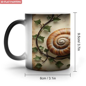 Taza Blanca Esmerilada Negra de 11 oz, Taza de Cerámica Sensible al Calor con Diseño de Caracol - Product Image 1