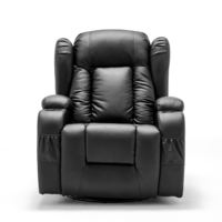 Juego de Muebles de Sala Modernos con Tapicería Sintética, Sillón Reclinable de Cuero con Masaje Eléctrico y Calefacción