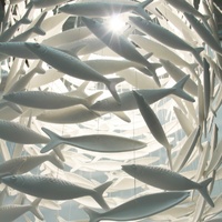 Projet d'hôtel moderne longue suspension en métal céramique poisson lustre design d'éclairage élégant