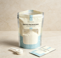 Sachet Doypack Kraft imprimé, transparent, refermable, avec fenêtre et fermeture éclair, résistant à l'humidité, personnalisable avec logo, pour emballage de bonbons, aliments pour animaux et gelées