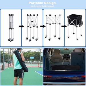 Bolsa de almacenamiento de gran capacidad para carrito de pelotas de tenis, bolsa de entrenamiento de plástico y aluminio con logotipo personalizado con soporte para entrenadores - Product Image 6