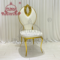 Chaise de luxe en cuir avec cadre en acier inoxydable doré King Queen Bride Party Chaises de mariage blanches pour événement