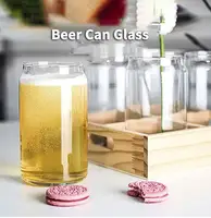 透明缶型ガラスカップ卸売コーヒーフロストソーダ16オンスビール缶ガラス