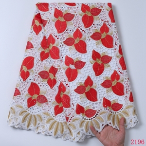 100% Puro cotone Bianco Tessuto Africano Del Merletto di Alta Qualità Svizzera Del Merletto Del Voile In Svizzera di Stile Dubai Per Tutti 2196 - Product Image 5