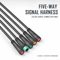 Kabel Harness Terintegrasi 1-ke-5 untuk Sepeda Listrik dengan Kabel Lampu Depan, Ekstensi Sinyal Sensor M8, Konektor Tahan Air Model AS