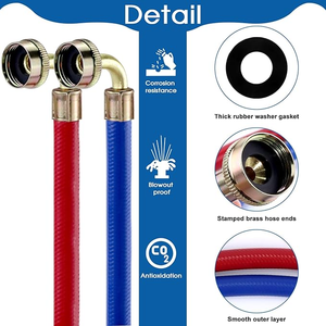 Wholesale Rubber Reinforced Washing Machine Inlet Hose Red and Blue Washer Supply Line Washing Machine Hoses - Product Image 4