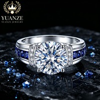 Bague de fiançailles personnalisée haut de gamme en argent sterling 925, avec un moissanite rond de 3 carats serti