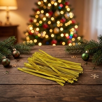 Attaches torsadées métalliques colorées Fanxing pour Noël, en fil PET brillant pré-coupé, pour décorations d'arbre de Noël