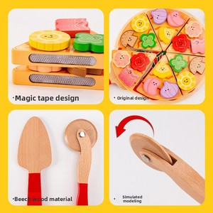 Set Giocattolo in Legno per Tagliare la Pizza, 27 Pezzi, Gioco Educativo Montessori per Bambini dai <span class=keywords><strong>3</strong></span> Anni in Su, Vendita all'Ingrosso OEM - Product Image 4