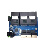 Convertisseur de média fibre optique RPOE 100M, carte PCBA, 3 ports RJ45 + 3 ports fibre SC UPC monomode simplex, portée 20KM, commutateur Ethernet