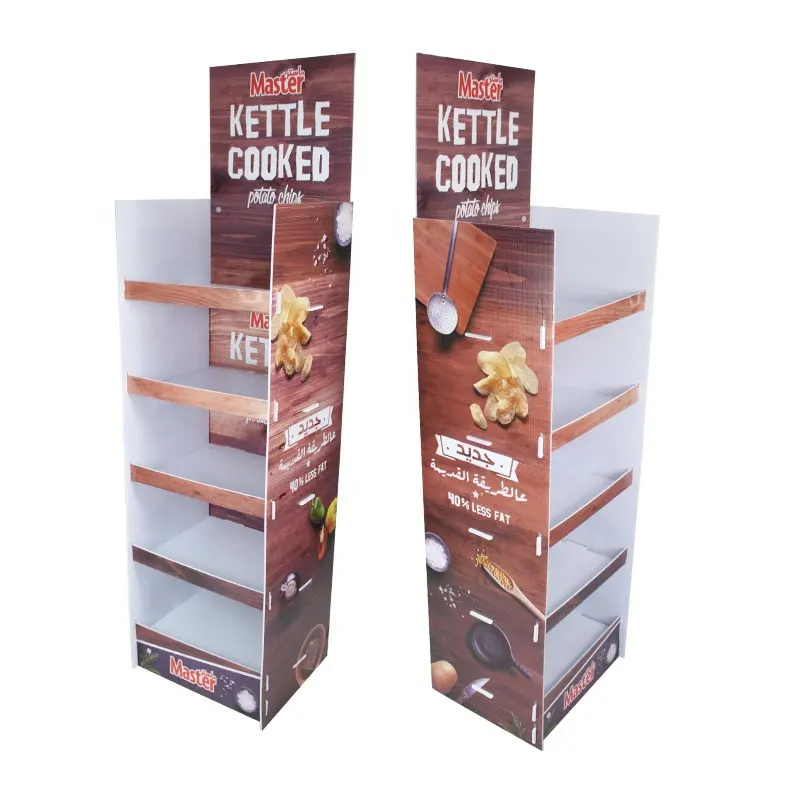 Supermarket Shelves FSDU Free Standing Display Unit, Supermarket Shelf Display Rack Corrugated Display Stand für Photo Chips