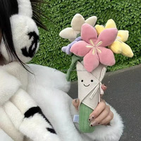 Rangkaian Bunga Genggam Fun Bouquet - Boneka Hewan Lucu dalam Pot, Boneka Penghibur, Hadiah Wisuda/Pernikahan/Ulang Tahun Anak Perempuan