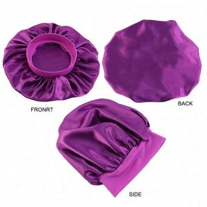 Bonnet en satin personnalisé avec logo, accessoires pour cheveux, bande élastique large, grande taille, bonnet de nuit pour femmes, usage quotidien et plage - Product Image 5
