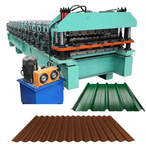 Linha de fabricação de metal para telhas trapezoidais Ibr, máquina formadora de rolos ondulados de dupla camada da África do Sul