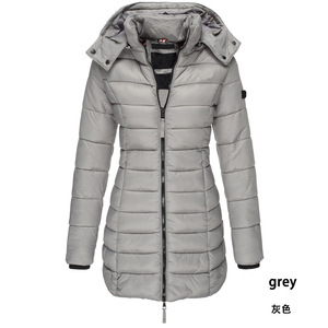 Nouveau femmes à capuche Parkas hiver chaud mode manteaux couleur unie coton vestes <span class=keywords><strong>femme</strong></span> <span class=keywords><strong>mi</strong></span>-long mince fermeture éclair Streetwear - Product Image 4