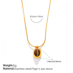 Pingente de Pedras Naturais à Prova d'Água Olhos de Tigre Colar de Pedras Coloridas para Uso - Product Image 6