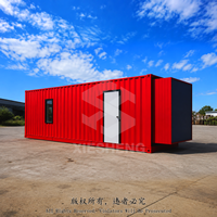 Bureau Conteneur Préfabriqué Rouge à Conception Intimité, Laboratoire Mobile Modulaire, Studio Privé, Kiosque Conteneur Moderne, Cabine Préfabriquée