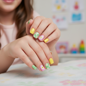 <span class=keywords><strong>Uñas</strong></span> Postizas Autoadhesivas de Diseño Floral con Caras Sonrientes, Paquete de 24 Unidades, Fáciles de Aplicar, <span class=keywords><strong>Uñas</strong></span> Adhesivas, <span class=keywords><strong>Uñas</strong></span> a Presión - Product Image 4
