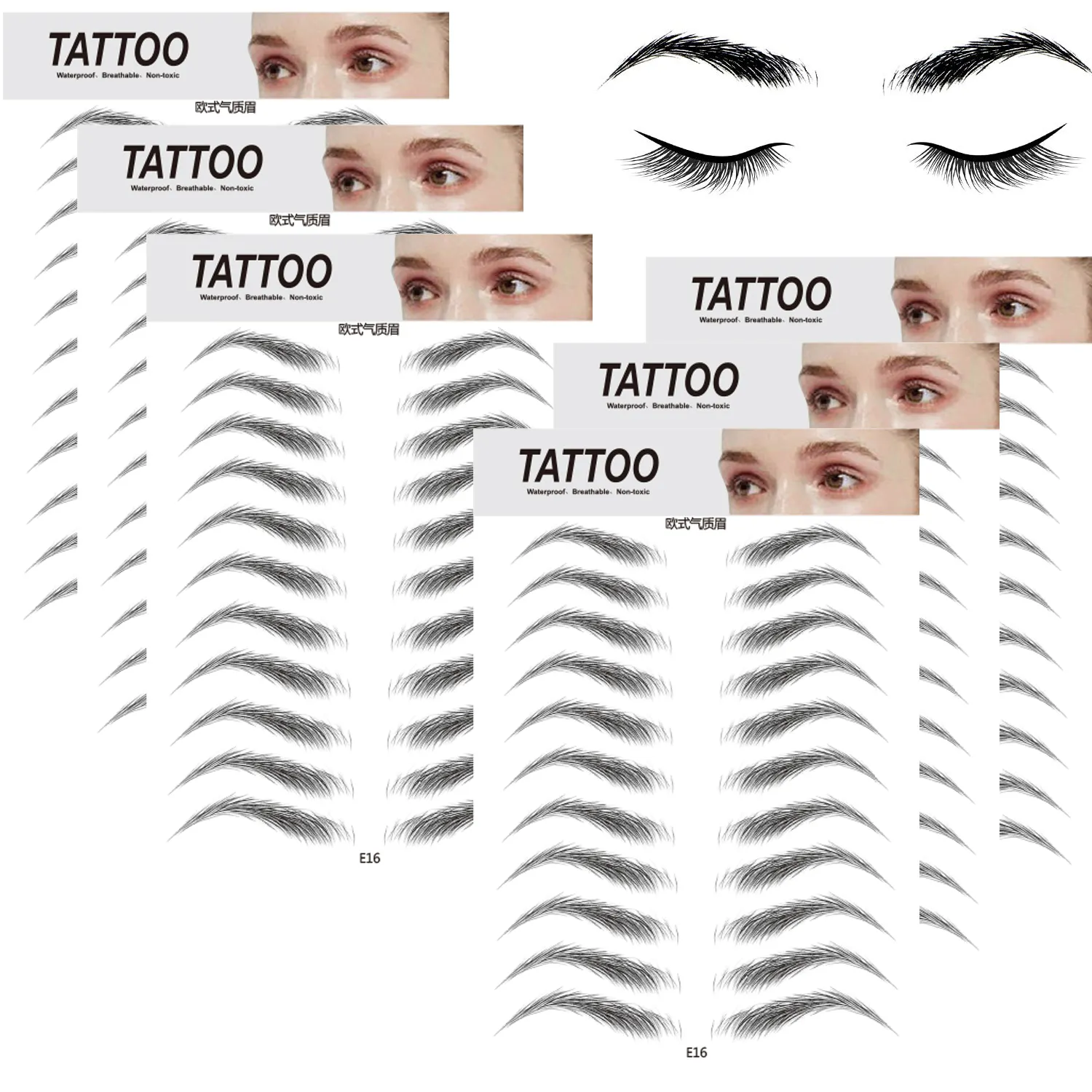 Bisonjs — autocollants de tatouage temporaire 3d 4d, imperméable, pour visage et sourcils, personnalisés