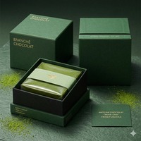 FAVORCRAFTS Boîtes cadeaux carrées vertes à deux pièces avec couvercle et base, personnalisées, haut de gamme, écologiques, avec impression de logo de luxe, pour aliments, chocolat, gâteaux