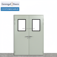 Porte d'entrée battante double en acier durable avec verre isolant et surface finie pour les salles intérieures des écoles