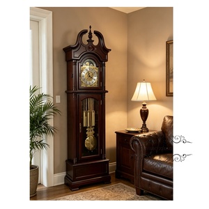 Orologio <span class=keywords><strong>a</strong></span> <span class=keywords><strong>Pendolo</strong></span> Antico di Lusso in Stile Country Francese, in Legno Massello, con Illuminazione LED, Movimento Tedesco <span class=keywords><strong>Hermle</strong></span>, Suoneria Oraria ad Arco - Product Image 1